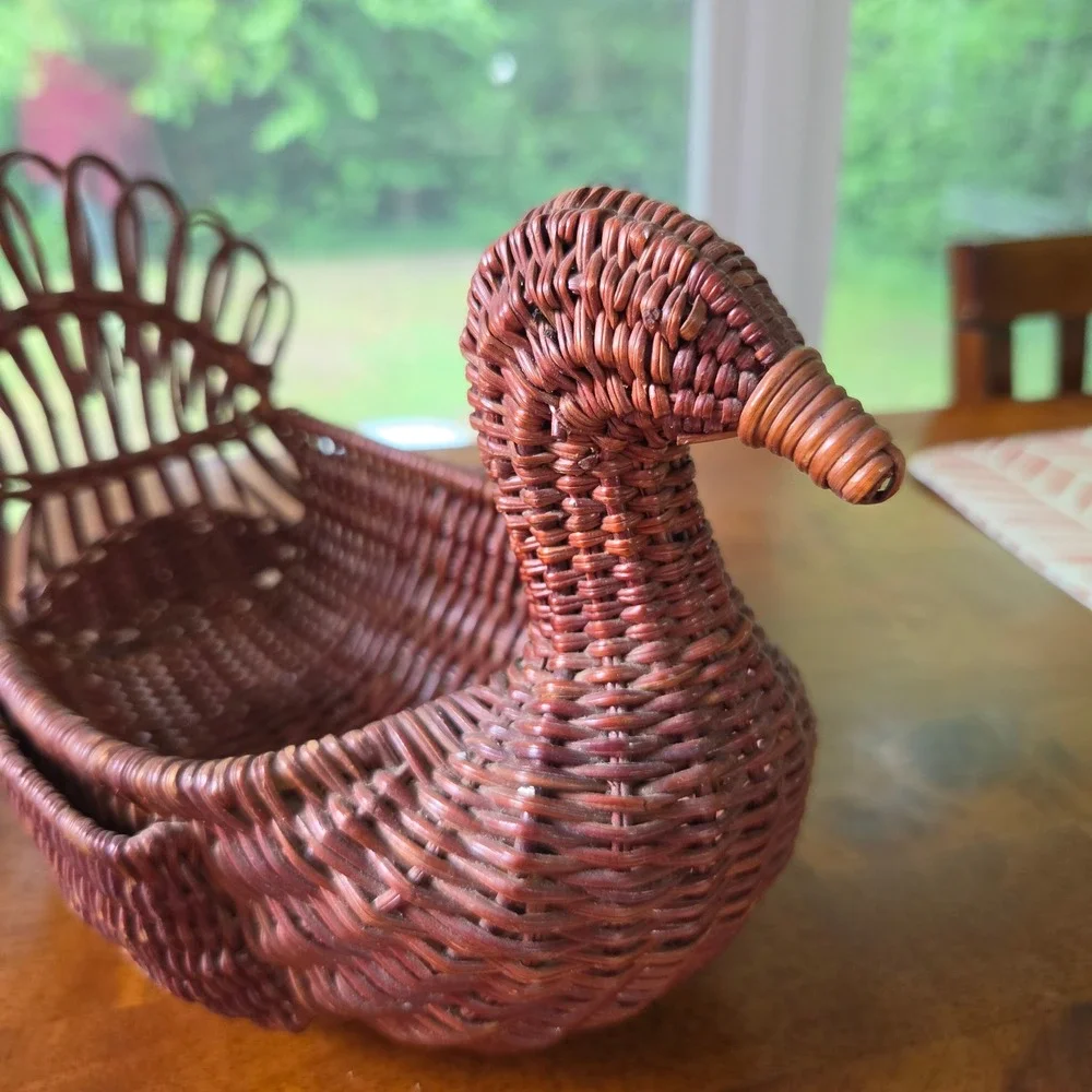Vintage Wicker Turkey Bird Basket Brown Farmhouse‎ Thanksgiving Decor